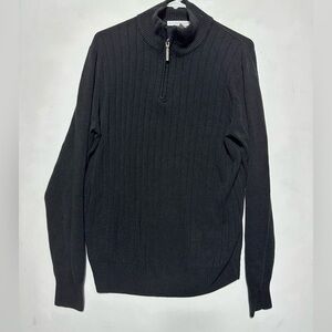 Geoffrey Beene Men's Charcoal Ribbed Zip-Up Sweater